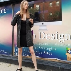 leather longline blazer jacket